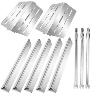 Imagem de Criditpid Peças de reposição de grelha para Weber Genesis E330 E310 S310 E320 S330 S320 EP330 EP310, Queimador Genesis de aço inoxidável, barras aromatizadoras 7621 e defletores de calor para peças de