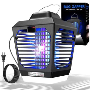 Imagem de Zapper de insetos, matador de mosquitos com luz LED, exterminador de insetos ao ar livre, matador de moscas elétrico, armadilhas para moscas, insetos voadores em ambientes internos e externos