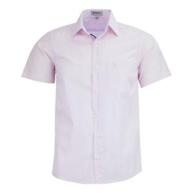 Imagem de Camisa Listrada Masculina Manga Curta Amil Com Bolso 1840, Rosa, Claro