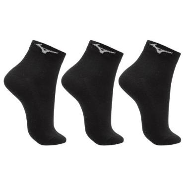 Imagem de Meia Cano Curto Mizuno Basic Tam. 33-38 Pacote Com 3 Pares, Preto, 33-