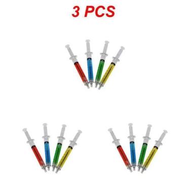 Imagem de Kit 3 Canetas Esferográfica em Formato de Seringa, Coloridas  Estilo M
