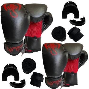 Imagem de Duas Luvas de Muay Thai + Dois Protetores Bucais + Dois pares de Banda