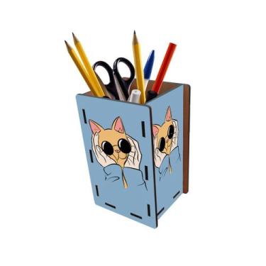 Imagem de Porta Lápis e Canetas Gato Laranja Carinho - PoloCat Acessórios
