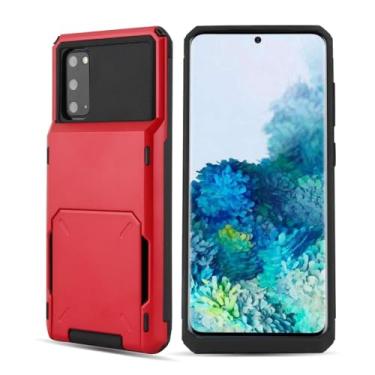 Imagem de HJZSZX Para S23 Ultra Wallet Card Case Armor Shockproof Slot Flip Hidden Pocket Cover (Para S23 Ultra/Vermelho)