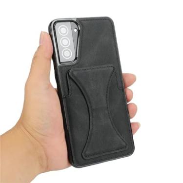 Imagem de HJZSZX para Galaxy S24 Plus Capa de Luxo Slim Fit Couro Slots para Cartão Capa com Suporte à Prova de Choque (para Galaxy S24 Plus/preto)
