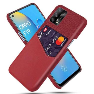 Imagem de Capa para OPPO A74 4G,Anti-deslizamento,Proteção contra quedas de 360°,Resistência à impressão digital,Tela e caso de couro PU com 1 slot de cartão atrás-Red