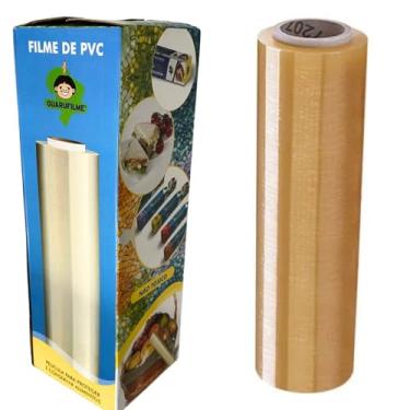 Imagem de Rolo Bobina Plástico Filme PVC para Alimentos 38cm x 600 Metros Amarelo Guarufilme