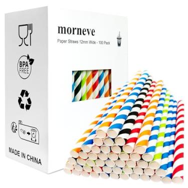 Imagem de morneve Boba Straws Batidos de chá de bolhas descartáveis Jumbo Milkshake Shakes Slushy Tapioca Pérolas Canudos de papel para beber 12 mm extra super largo para artigos de festa de chá de aniversário