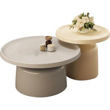 Imagem de Mesa De Café Aninhada Para Sala De Estar, Conjunto De 2 Mesas Finais, Mesa De Café Simples, Pequena Mesa De Café Para Escritório, Big Black and Little White