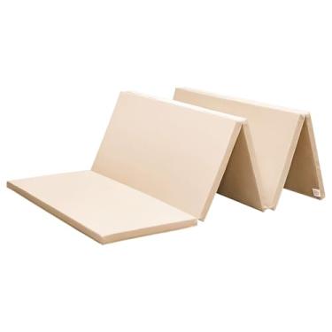 Imagem de KaRaDaStyle Tapete de ginástica tapetes dobráveis elásticos 190,5 cm x 78,7 cm x 3,0 cm Exercício Treinamento Muscular Crianças Brincar Tapete de barra horizontal Esportes à prova de som Uso doméstico (Bege)