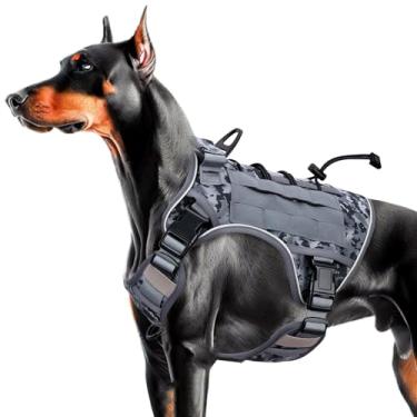 Imagem de Peitoral tático resistente para cães grandes, colete refletivo ajustável sem puxão com sistema Molle, controle de nível militar K9 para treinamento de serviço, atividades ao ar livre e mais de 10