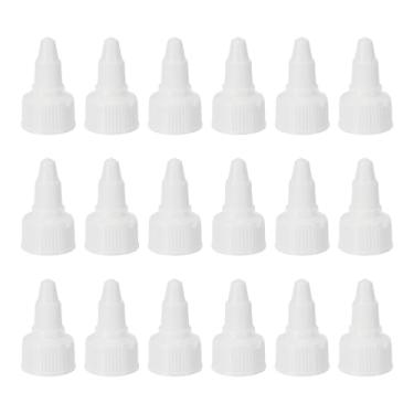 Imagem de PATIKIL Tampas de garrafa torcidas 20/410, 18 peças de tampas de substituição de garrafas de plástico com borda nervurada com junta de espuma para tampas de tinta, distribuição de cola, branco