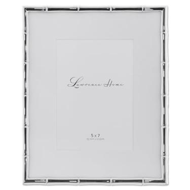 Imagem de Lawrence Frames Moldura de metal com design de bambu, 20 x 25 cm, fosco, 13 x 17 cm, prata