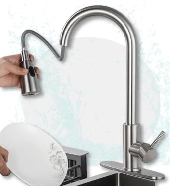 Imagem de Torneira Gourmet Monocomando Luxo Inox 45cm com Ducha Retrátil e Bica 360° – Alta Pressão Quente e Frio para Pia e Bancada - Qualidade Premium LNSTORE