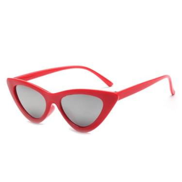 Imagem de Óculos de sol gatinho retrô feminino, óculos de sol pequenos estilo olho de gato vintage, coloridos, masculino e feminino, vermelho mercúrio, BH01