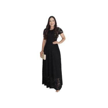 Imagem de Vestido Longo Renda Acinturado Mangas Curta Moda Evangélica - KOPYTTA,
