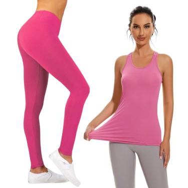 Imagem de Conjunto Camiseta REGATA MALHA FRIA POLIAMIDA + Calça Legging Leg BÁSICA COLORIDA Fitness 587-Feminino
