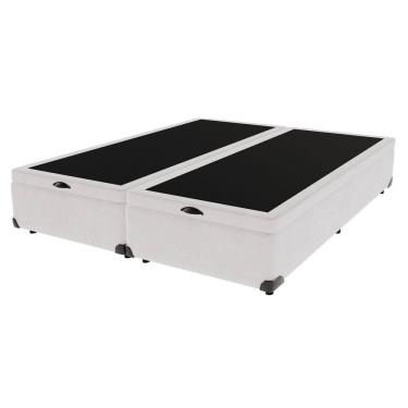 Imagem de Cama Box Com Baú Queen Bege De Madeira 158cm Kazamix Branco