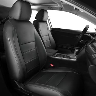 Imagem de FEINEPRO Capas de assento para Honda Civic Sedan Sport 2022 2023 2024 e LX 2022-2026, capa de assento de carro personalizada de couro sintético à prova d'água - preta (encosto traseiro sólido - SEM