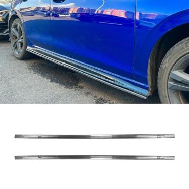 Imagem de Extensão de spoiler de lábio para saia lateral do carro, difusor de proteção compatível com Golf MK8 Rline GTI, acessórios de avental divisor de saia lateral do carro (aparência de carbono)