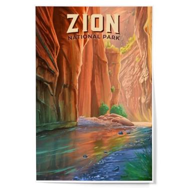 Imagem de Lantern Press Decoração de parede com impressão artística de 30 x 45 cm, Parque Nacional de Zion, Utah, pintura a óleo, The Narrows