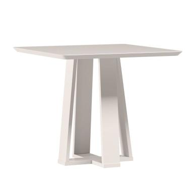 Imagem de Mesa de Jantar para 4 Lugares 90cm Tampo Quadrado com Vidro Rubi Off White - New Ceval