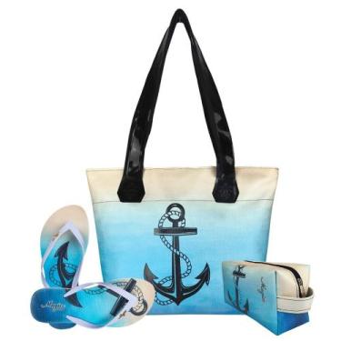 Imagem de Kit Praia Feminino Bolsa Chinelo Necessaire Magicc Kit-242, 39/40