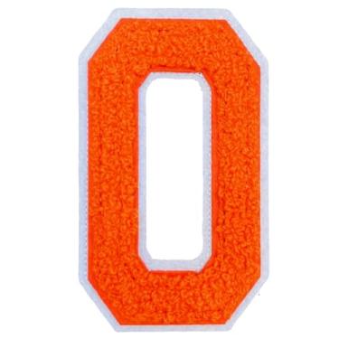 Imagem de 1 peça de patch de número de chenille laranja de 10 cm, remendos de ferro para chapéus, bolsas, mochilas, jeans, moletons com capuz, jaquetas, par com adesivos iniciais, letras grandes universitárias