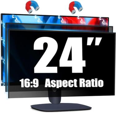 Imagem de Twugs [Pacote com 2] Tela magnética de privacidade de computador para monitor de 24 polegadas, protetor de filtro de privacidade de luz azul antirreflexo, fácil instalação, proporção de 16:9