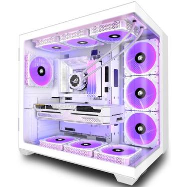 Imagem de Estojo para PC ANSAITE W9 ATX Mid-Tower com ventiladores ARGB de 9 PWM