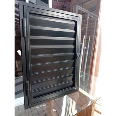 Imagem de Portinhola 1 Folha Esquadrias Brasil 80x80 Preto Esquerdo