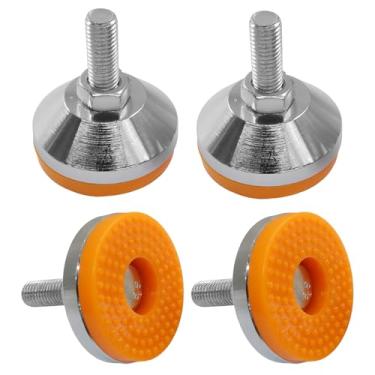 Imagem de PHITUODA Pacote com 4 pés de nivelamento resistentes, nivelador de perna ajustável antiderrapante para móveis, niveladores giratórios de borracha rosqueada para bancada/máquina/armário (D60 x M12 x 40