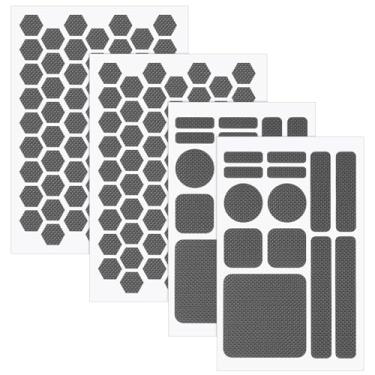 Imagem de lasuroa 4 Fita Adesiva para Telemóvel, Textura de Diamante Antiderrapante Autocolantes Telemóvel com Formato Quadrado Redondo Hexagonal para Câmara Copo Rato Computador Portátil (Cinza)