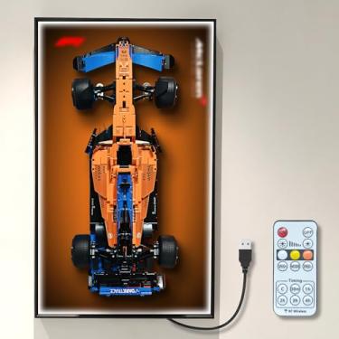 Imagem de WETCEAOM Display Wallboard for Lego 42141 Technic McLaren Formula 1 2022 Replica Race Car with LED Light, Compatible with Lego Car Display Frame for Lego Car Wall Mount Lover(No Model!)