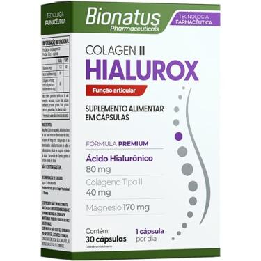 Imagem de Bionatus, Colágen II, Hialurox, Suplemento alimentar, Ácido Hialurônico 80mg + Colágeno Tipo II 40mg + Magnésio 170mg, 30 cápsulas • 30 doses, Branco