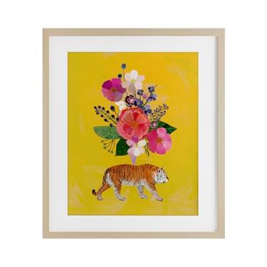 Imagem de Stupell Industries Conjunto rosa tigre em bétula amarela impressão emoldurada sob o vidro design por Mia Charro, 21 x 17