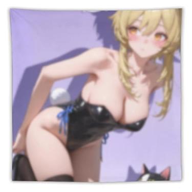 Imagem de LIEGBMEU Tapeçaria de biquíni sexy anime menina 152.4 cm x 152.4 cm interior exterior parede colcha arte decoração de tapeçaria caprichosa, AF413