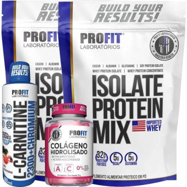 Imagem de 2X WHEY ISOLADO 900G l L CARNITINE 480ML AÇAÍ COM GUARANÁ l COLÁGENO HIDROLISADO 150 CAPS l PROFIT-Unissex