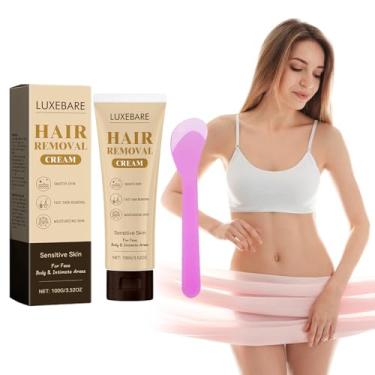 Imagem de LUXEBARE Creme para remoção de pelos, creme removedor de pelos de pele sensível para rosto, corpo e área de biquíni, depilatório sem fragrância para mulheres e homens, 100 g (1)