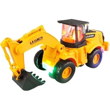 Imagem de Brinquedo Escavadeira Trator Criança Luz Miniatura Infantil 26,5 x 12 x 9 cm, Amarela