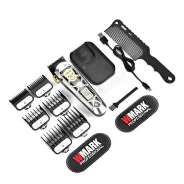 Imagem de WMARK Máquina De Cortar Cabelo Profissional Alta Velocidade Para Homens, Sem Fio E Com Fio, Visor Lcd, 6 Pentes-Guia *1 Pente, Masculino Ng-130 (Prata)