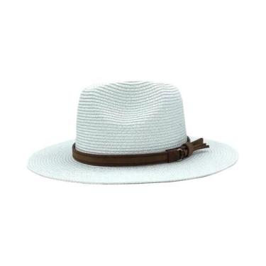 Imagem de Chapéu Panamá De Palha Respirável Reversível Estilo Cowboy Com Cinto D