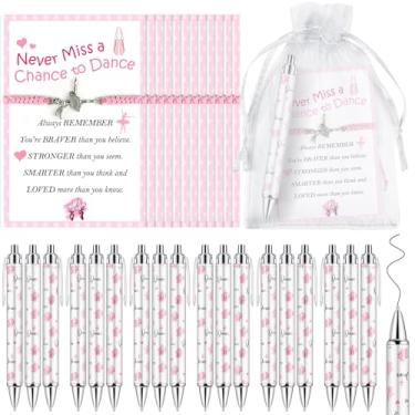 Imagem de EYNDYN 48 conjuntos de presente de dança a granel para adultos canetas de dança pulseiras de dança com sacos de organza cartão de informações para competição de dança, time, formatura, festa, berloque