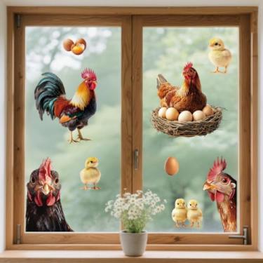 Imagem de Peacoblue Adesivo adesivo adesivo de janela estática dupla face para janelas de carro de vidro grandes, 1 folha de frango 120 cm x 30 cm à prova d'água removível para decoração de sala de aula e