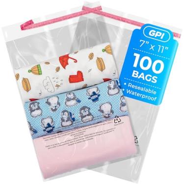 Imagem de 100 sacos de poliéster autoseláveis de 17,8 cm x 28 cm com aviso de asfixia, sacos plásticos transparentes de 1,5 mm com fita adesiva resselável para envio e embalagem de roupas. GPI