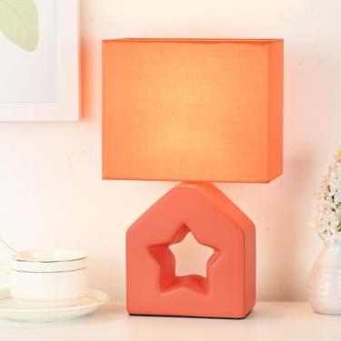 Imagem de Lampwell Vera Candeeiro de mesa pequeno para sala de estar como luminária de mesa de cabeceira para quarto, luminária de mesa noturna infantil de cerâmica moderna, 17 x 12 x 10 x 27 cm, lâmpada