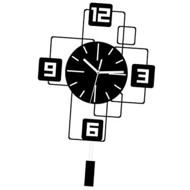 Imagem de Generic Relógio de parede com pêndulo oscilante, silencioso, fácil, criativo, sem -taque, relógio pendurado para sala de jantar, dormitório, Preto 30cmx50cm