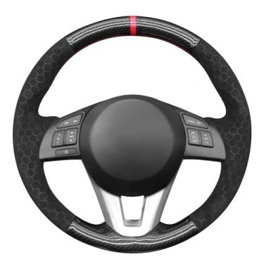 Imagem de MEWANT Capa de volante de carro costurada à mão para Mazda 3 2014-2016 Mazda 6 2014-2016 Mazda 2 2015-2017 CX-3 2016-2017 CX-5 2013-2016 para Mazda