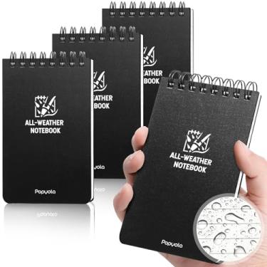 Imagem de Pacote com 4 cadernos de bolso à prova d'água, bloco de notas com bolso 3 x 5, mini bloco de notas espiral à prova de intempéries, bloco de notas da polícia com 100 páginas quadradas para uso ao ar