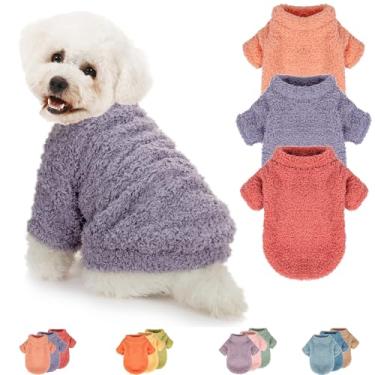 Imagem de Suéter para cães, pacote com 3 suéteres para cães pequenos, meninas, roupas para cães médios, machos ou meninos, casaco ultramacio e quente para o inverno e Natal (Médio, rosa + roxo + magenta)